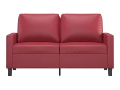 Sofá de 2 lugares 120 cm couro artificial vermelho tinto PT271467