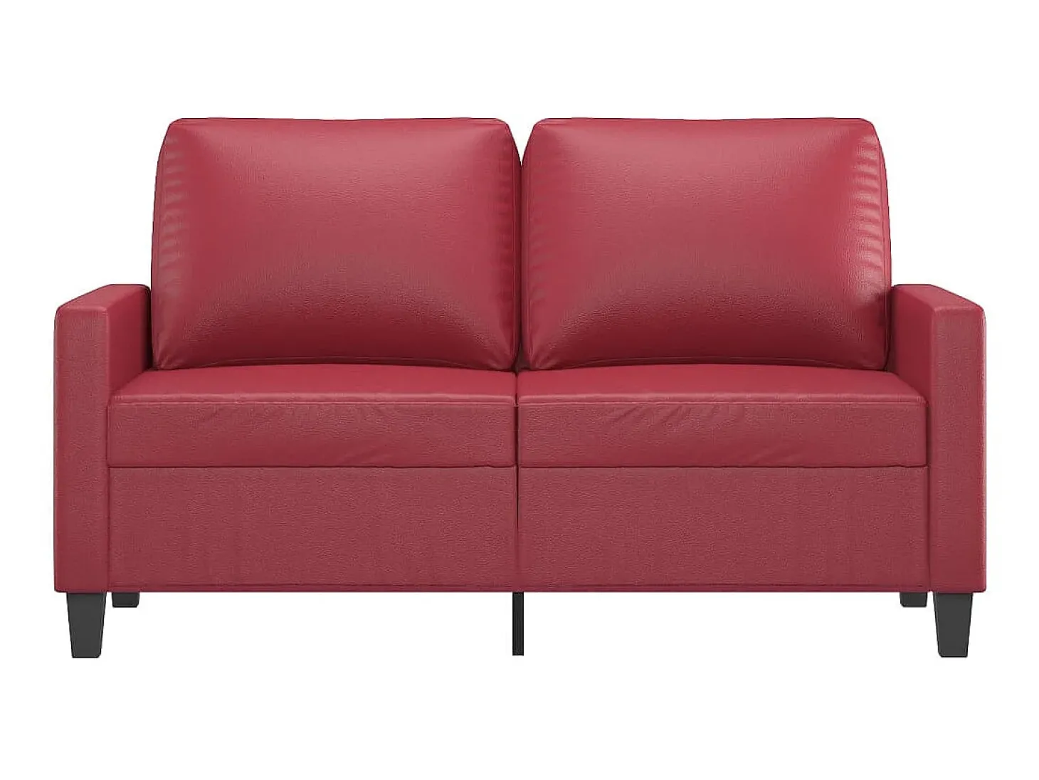 Sofá de 2 lugares 120 cm couro artificial vermelho tinto PT271467