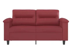Sofá de 2 lugares 120 cm couro artificial vermelho tinto PT835547