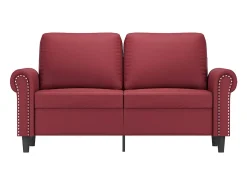 Sofá de 2 lugares 120 cm couro artificial vermelho tinto PT118553