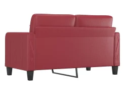 Sofá de 2 lugares 140 cm couro artificial vermelho tinto PT849295