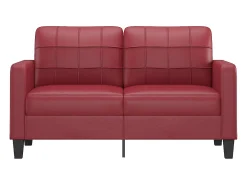Sofá de 2 lugares 140 cm couro artificial vermelho tinto PT849295