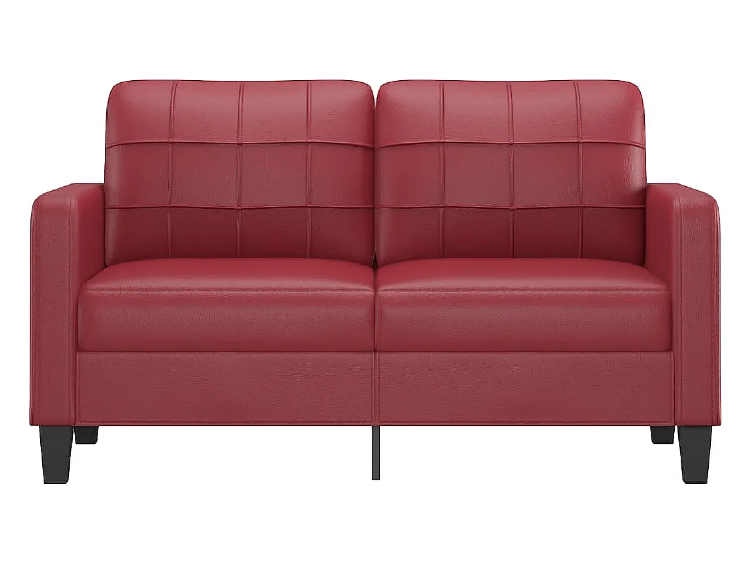 Sofá de 2 lugares 140 cm couro artificial vermelho tinto PT849295
