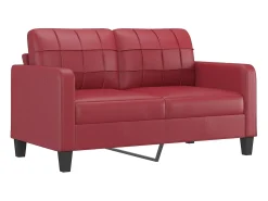 Sofá de 2 lugares 140 cm couro artificial vermelho tinto PT849295