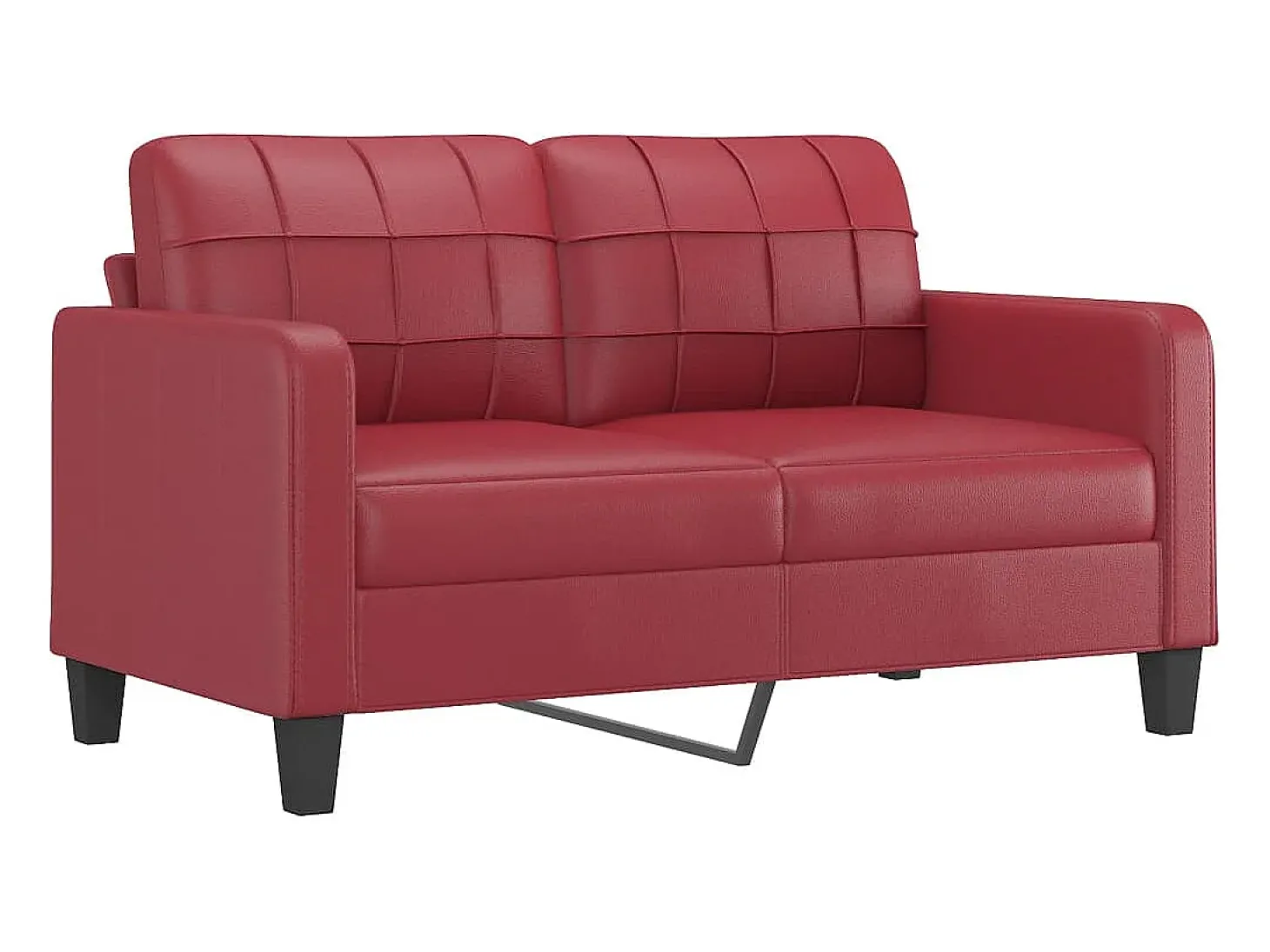 Sofá de 2 lugares 140 cm couro artificial vermelho tinto PT849295