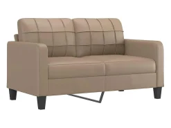 Sofá de 2 lugares 140 cm couro artificial cor cappuccino