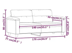 Sofá de 2 lugares 140 cm couro artificial cinza