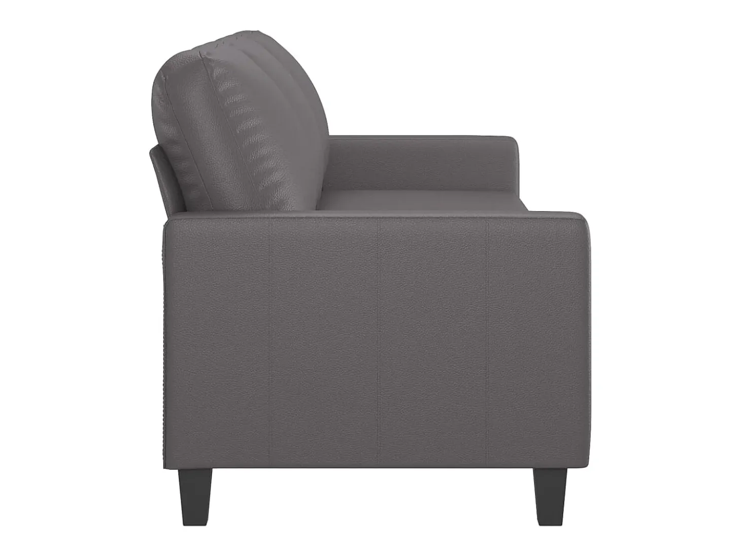 Sofá de 3 lugares 180 cm couro artificial cinza