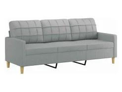 Sofá de 3 lugares 180 cm tecido cinza-claro