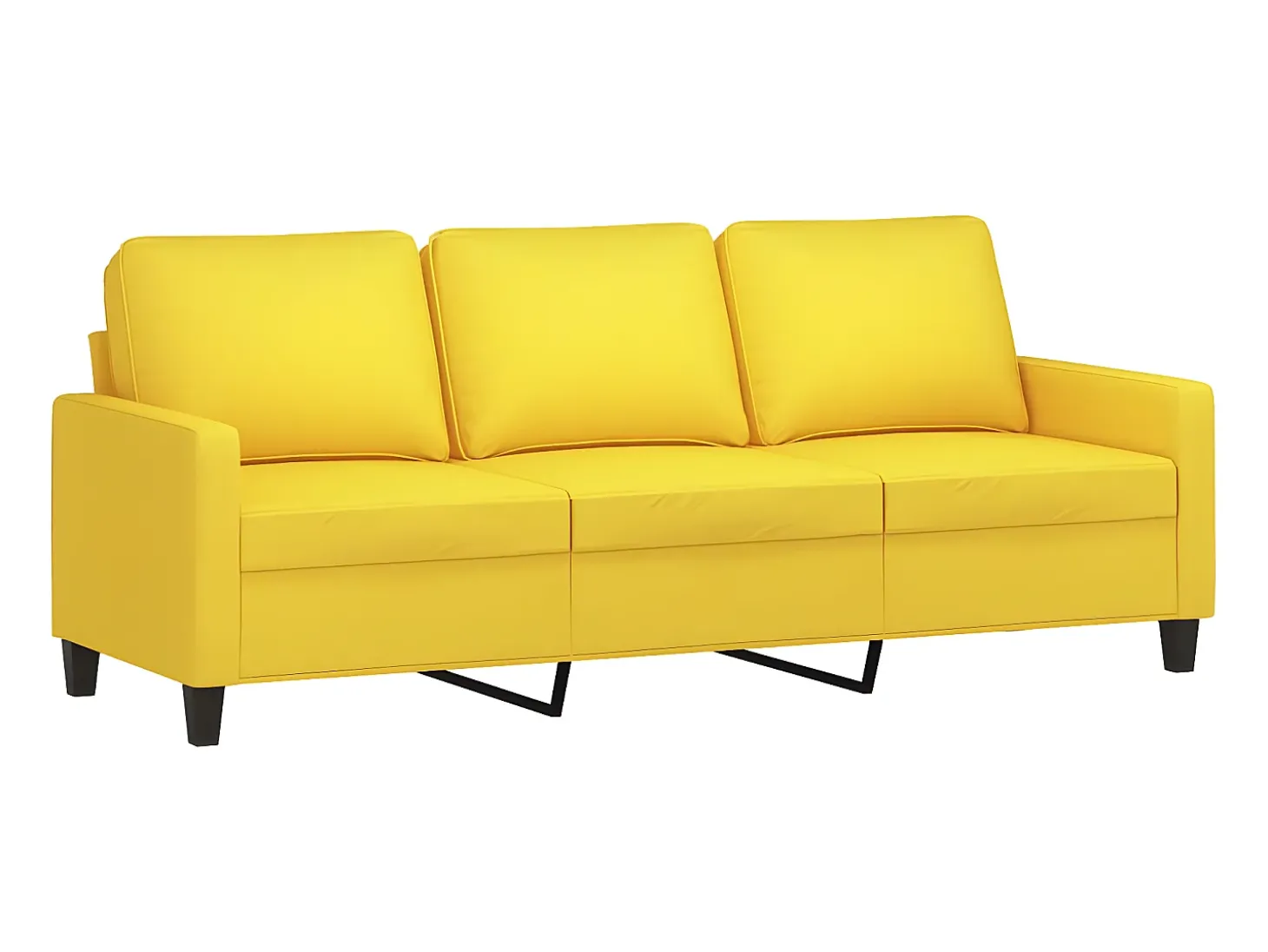 Sofá de 3 lugares 180 cm tecido amarelo-claro PT380143
