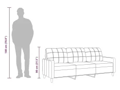 Sofá de 3 lugares 210 cm tecido amarelo-claro