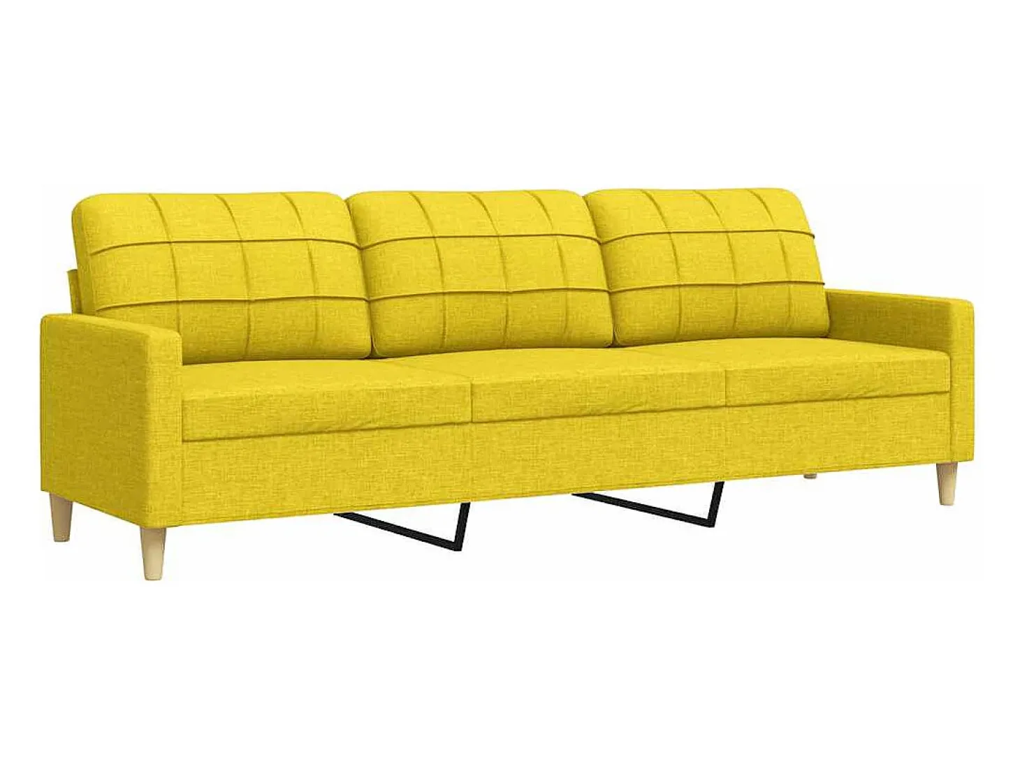 Sofá de 3 lugares 210 cm tecido amarelo-claro