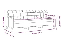 Sofá de 3 lugares 210 cm tecido amarelo-claro
