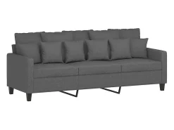 Sofá de 3 lugares 180 cm tecido cinza-escuro