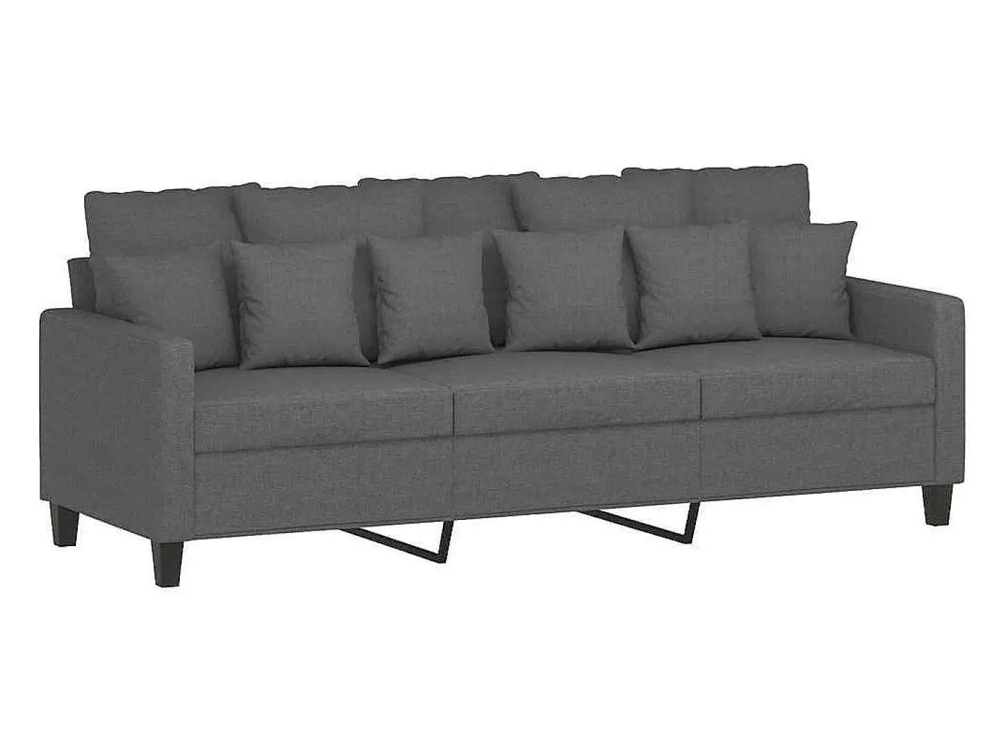 Sofá de 3 lugares 180 cm tecido cinza-escuro