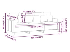 Sofá de 3 lugares 180 cm tecido cinza-escuro