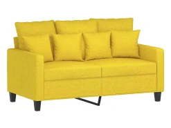 Sofá de 2 lugares 120 cm tecido amarelo-claro
