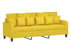 Sofá de 3 lugares 180 cm tecido amarelo-claro
