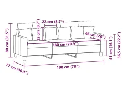 Sofá de 3 lugares 180 cm tecido amarelo-claro