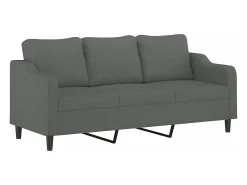 Sofá de 3 lugares 180 cm tecido cinza-escuro