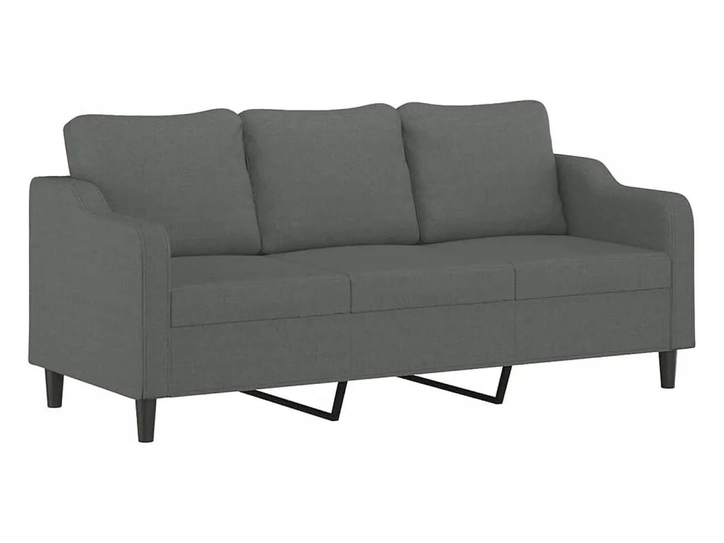 Sofá de 3 lugares 180 cm tecido cinza-escuro