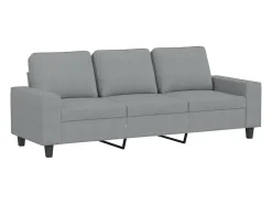 Sofá de 3 lugares 180 cm tecido cinza-claro