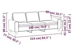 Sofá de 3 lugares 180 cm tecido cinza-claro