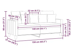 Sofá de 2 lugares 140 cm tecido amarelo-claro