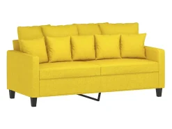 Sofá de 2 lugares 140 cm tecido amarelo-claro PT110115
