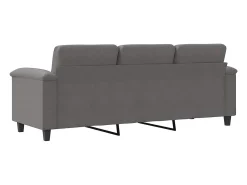 Sofá de 3 lugares 180 cm tecido de microfibra cinzento-escuro