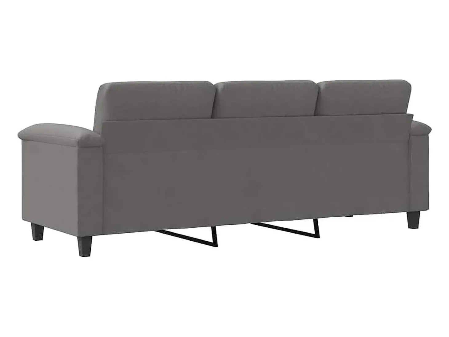 Sofá de 3 lugares 180 cm tecido de microfibra cinzento-escuro