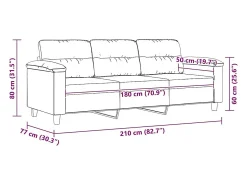Sofá de 3 lugares 180 cm tecido de microfibra cinzento-escuro