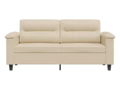 Sofá de 2 lugares 140 cm tecido de microfibra cor creme