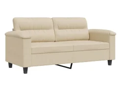 Sofá de 2 lugares 140 cm tecido de microfibra cor creme
