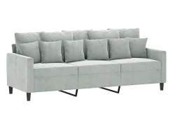 Sofá de 3 lugares 180 cm veludo cinzento-claro PT312384