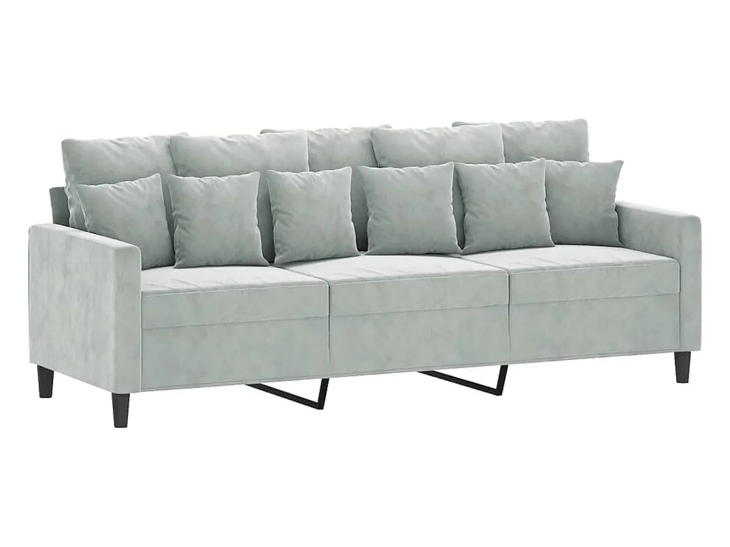 Sofá de 3 lugares 180 cm veludo cinzento-claro PT312384