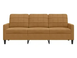 Sofá de 3 lugares 180 cm veludo castanho