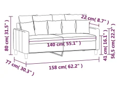 Sofá de 2 lugares 140 cm veludo cinza-escuro