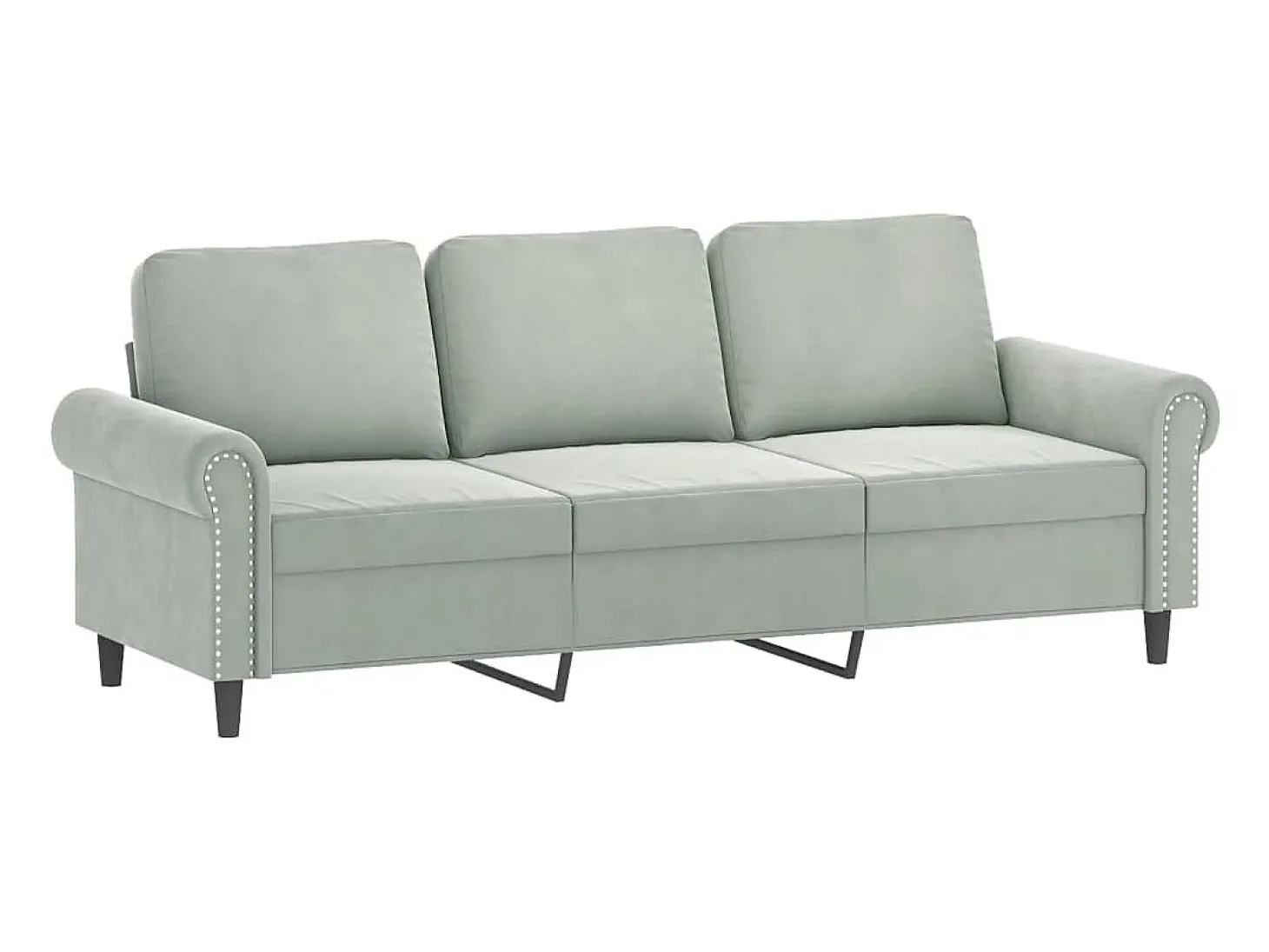 Sofá de 3 lugares 180 cm veludo cinzento-claro PT811438