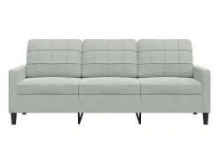 Sofá de 3 lugares 180 cm veludo cinzento-claro