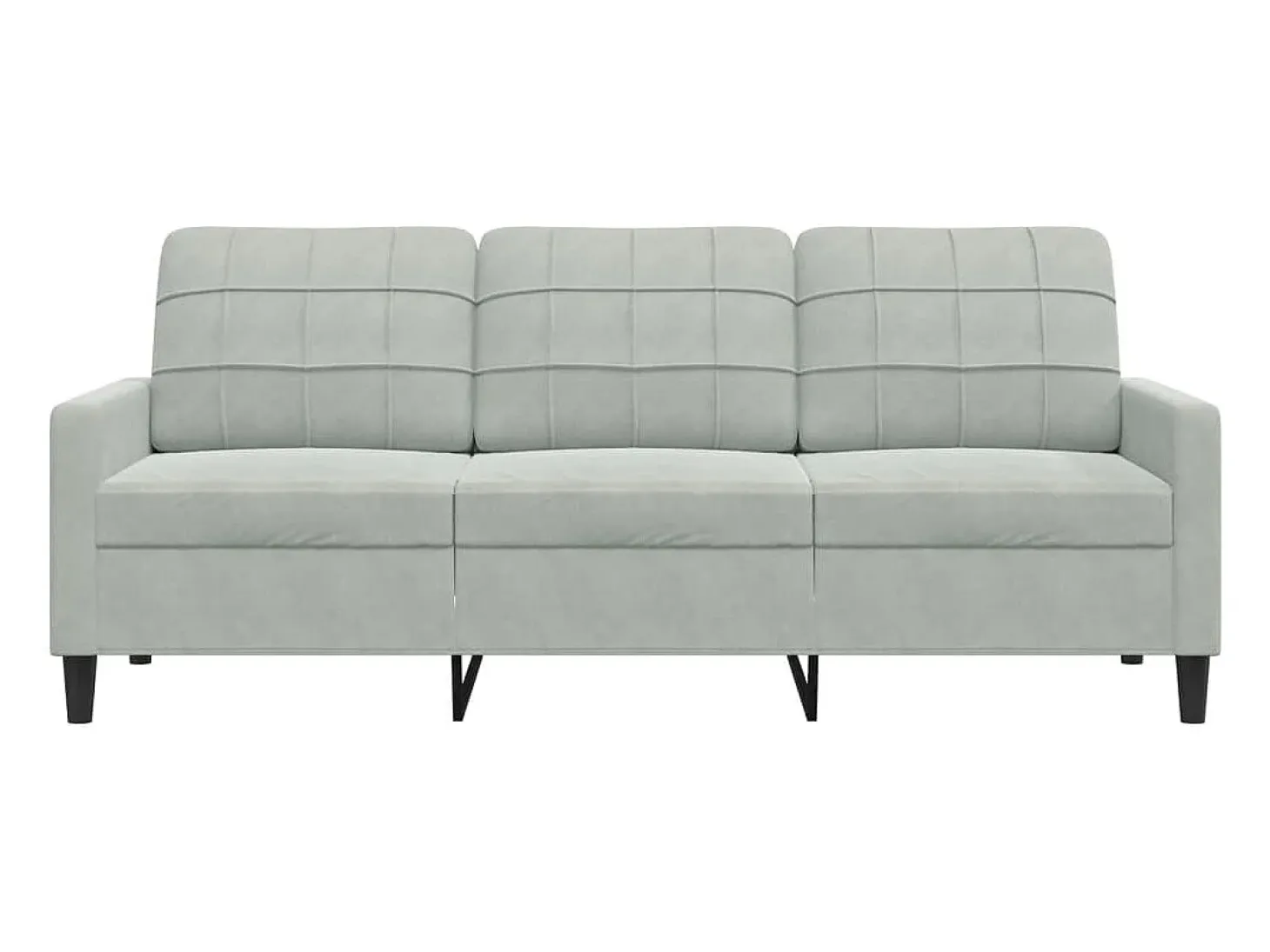 Sofá de 3 lugares 180 cm veludo cinzento-claro