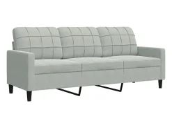 Sofá de 3 lugares 180 cm veludo cinzento-claro