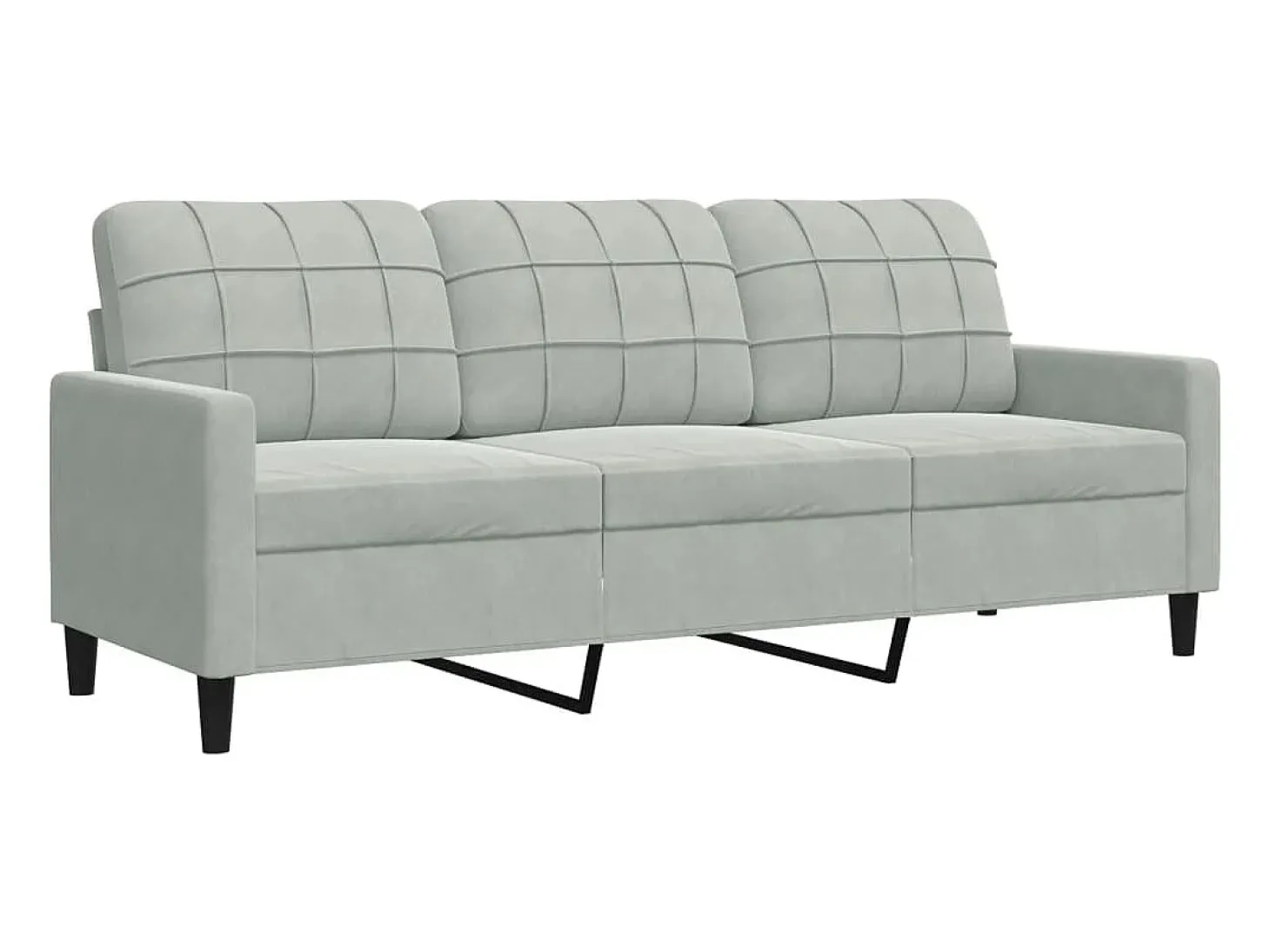 Sofá de 3 lugares 180 cm veludo cinzento-claro