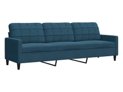Sofá de 3 lugares 210 cm veludo azul