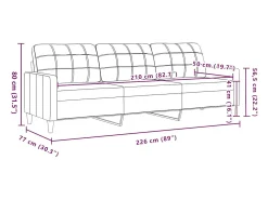 Sofá de 3 lugares 210 cm veludo cor creme
