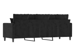 Sofá de 3 lugares 180 cm veludo preto