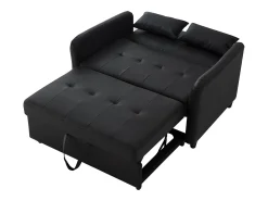 Sofá de 2 lugares - Sofá com encosto ajustável em três posições e função de cama - PU preto