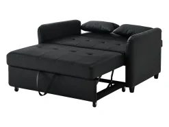 Sofá de 2 lugares - Sofá com encosto ajustável em três posições e função de cama - PU preto