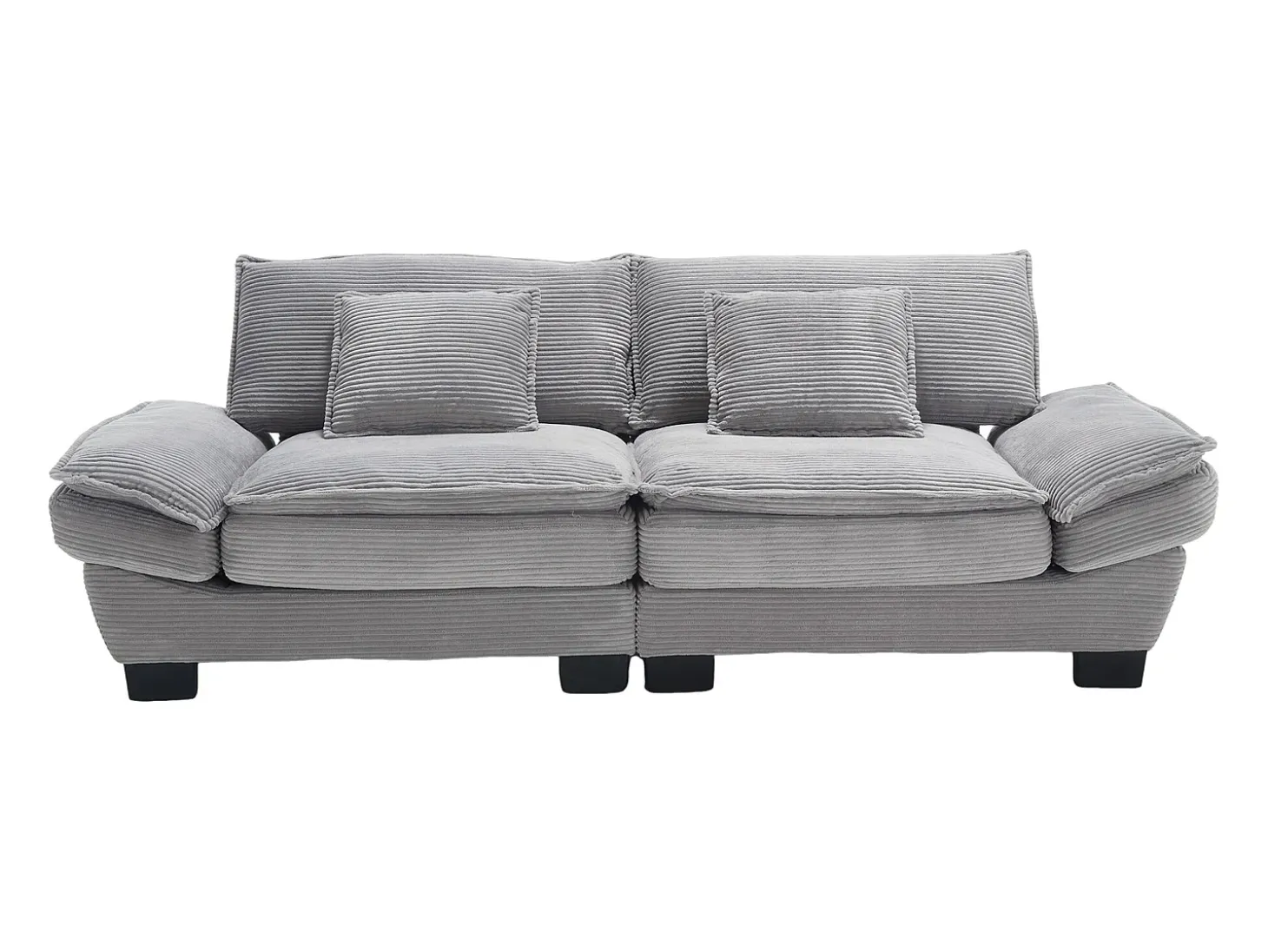 Sofá de 2 lugares - Sofá reto com almofadas - cinza claro - para sala e quarto