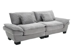 Sofá de 2 lugares - Sofá reto com almofadas - cinza claro - para sala e quarto
